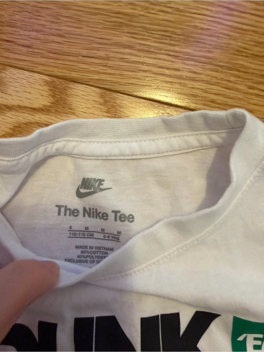 Nike White Tee with Black and Green Graphic